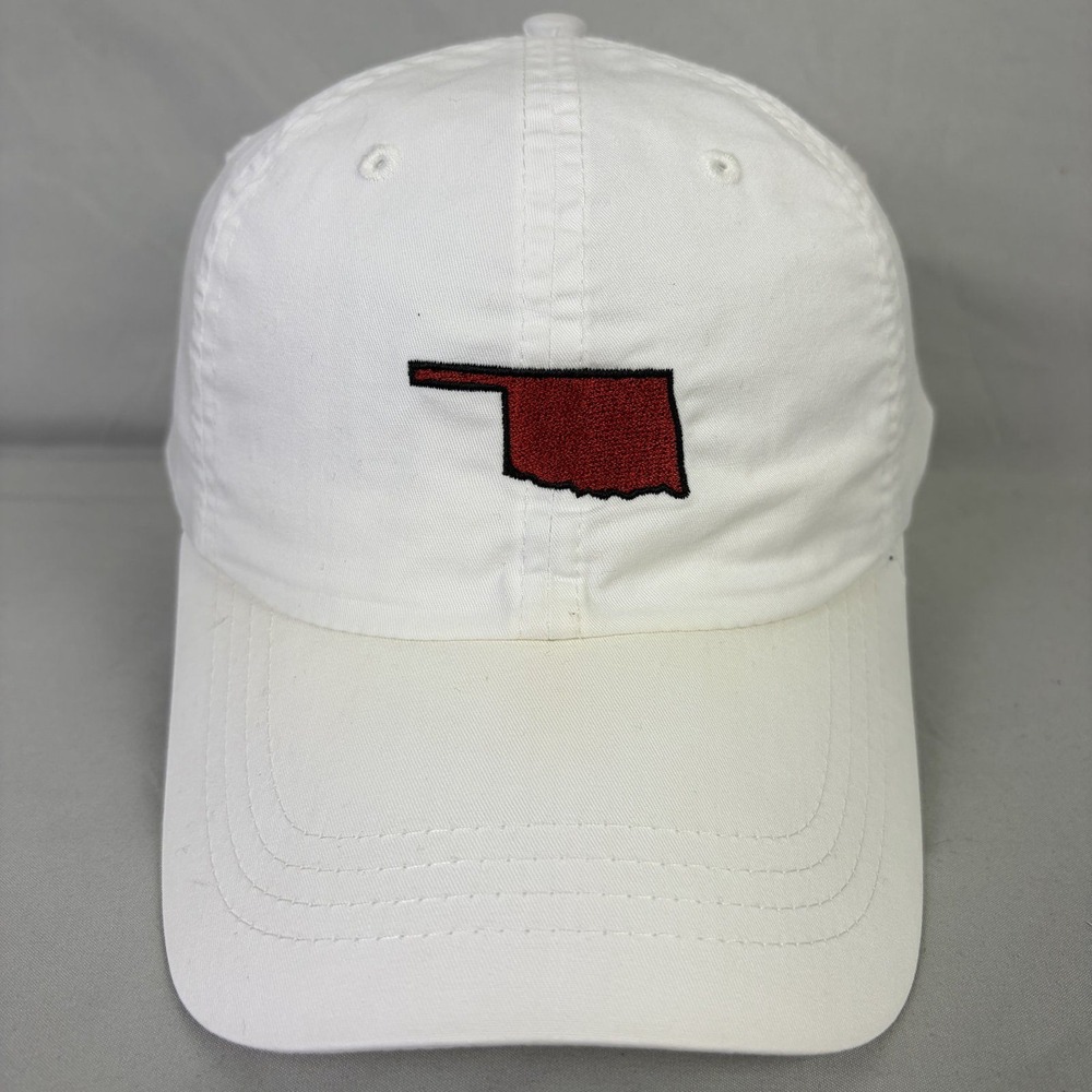 Imperial Hat Oklahoma State Map Baseball Cap Unisex OSFA White Embroidered